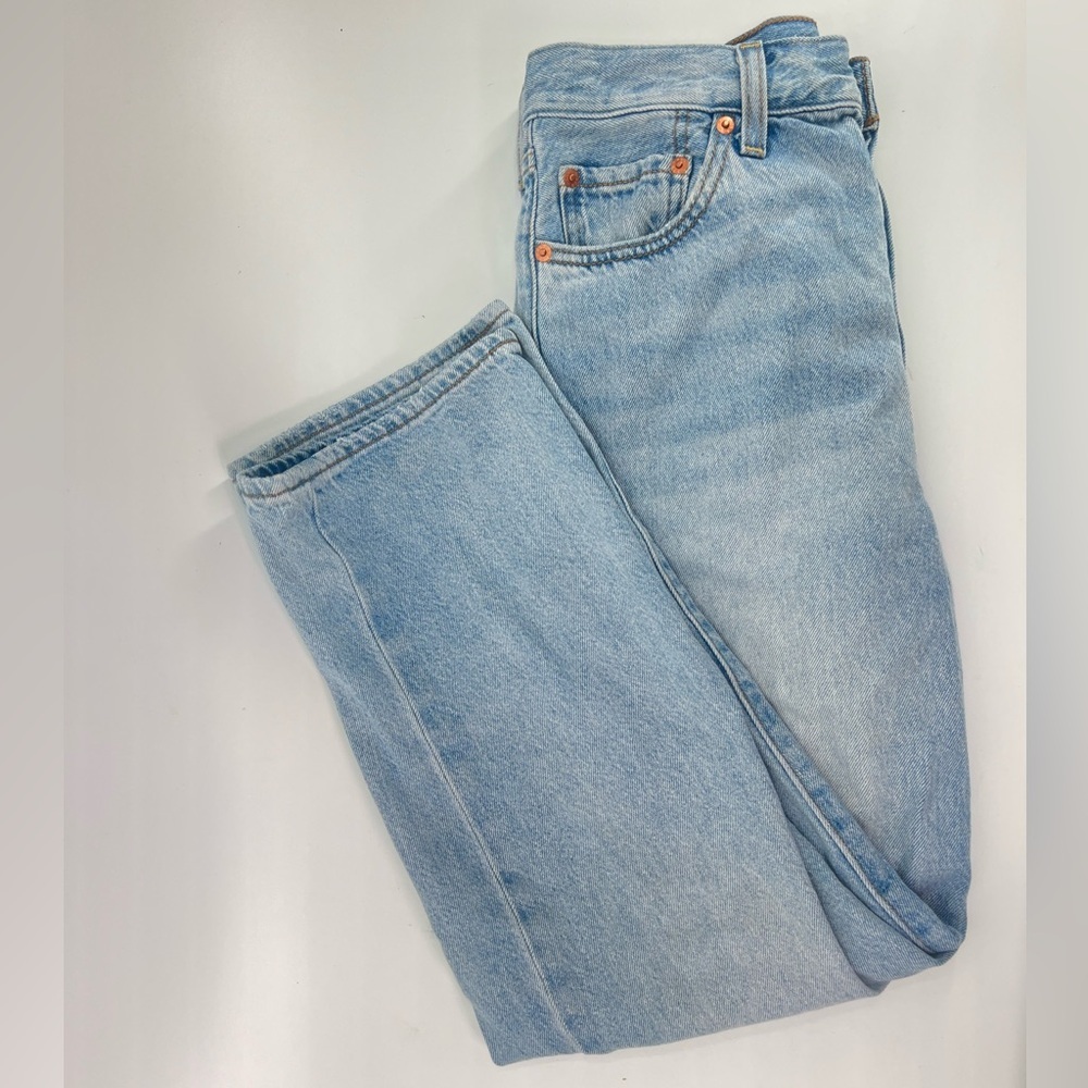 Levi’s Light Wash Ribcage High Rise Straight Leg Denim Jeans 29 Twenty Nine - Picture 6 of 12